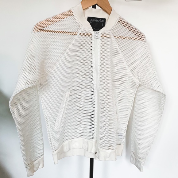 Stussy White Mesh Bomber - Picture 1 of 5